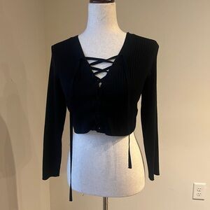 Forever 21 Black Lace-Up Crop Top